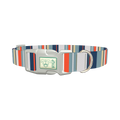 Beige Blue Stripe Dog Collar - plastic silver