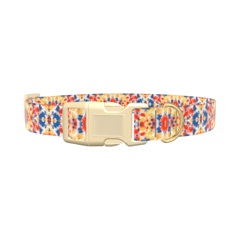 Multicolor Tie Dye Dog Collar - plastic silver