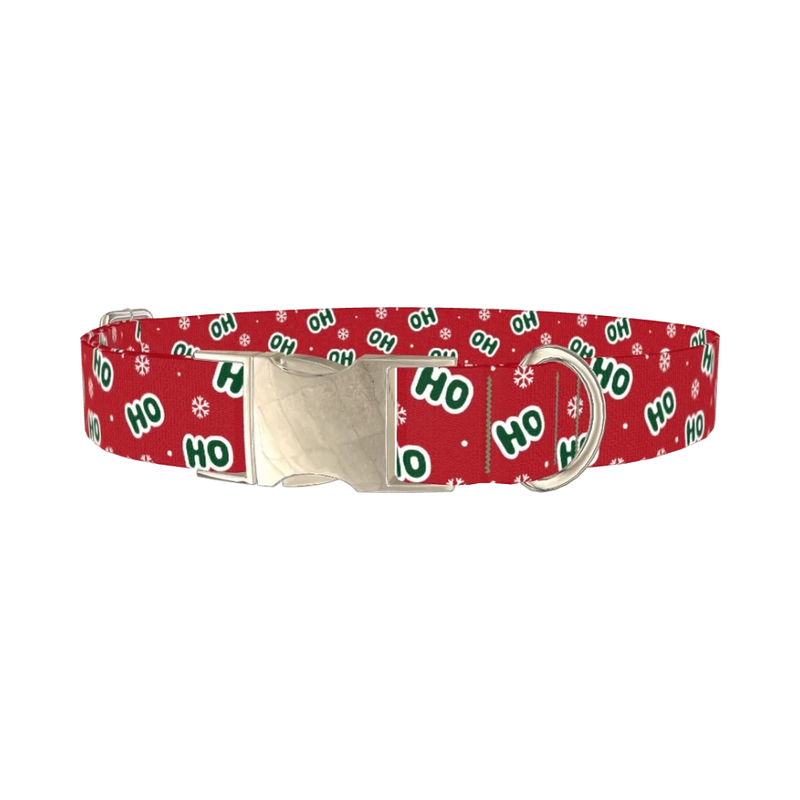 Ho Ho Snowflake Dog Collar - metal silver