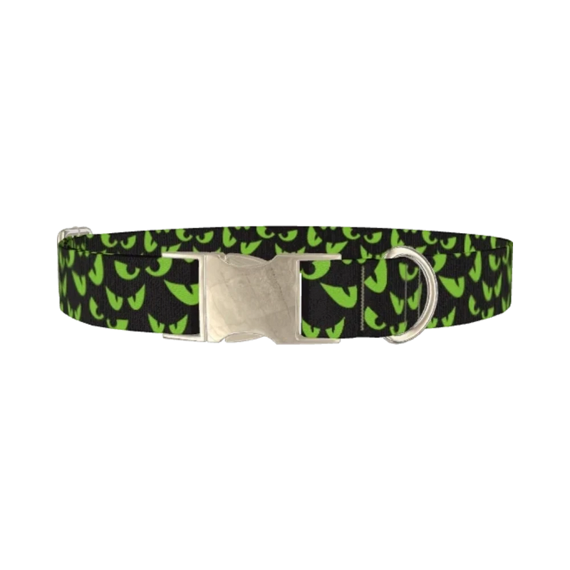 Halloween Scary Eyes Dog Collar - metal silver
