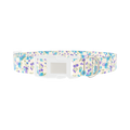 Blue Purple Floral Dog Collar - plastic silver