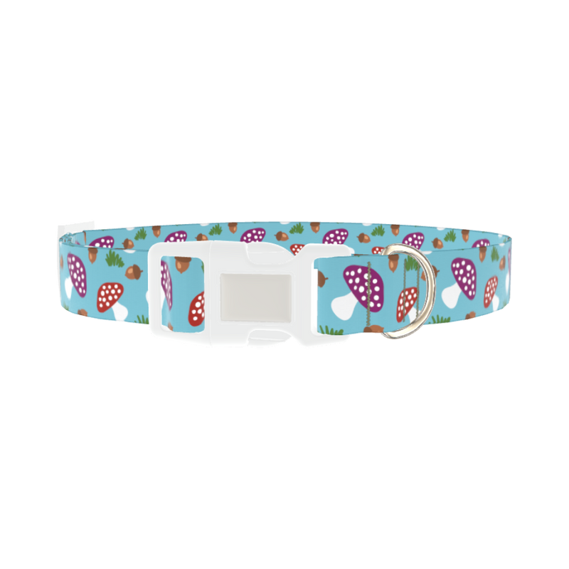 Woodland Mushroom Dog Collar - plastic silver