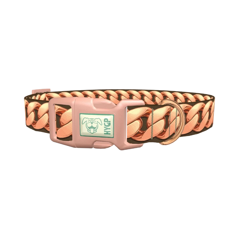 Rose Gold Chain Pattern Dog Collar - plastic rose gold