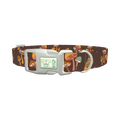 Brown Geometric Mushroom Dog Collar - plastic silver