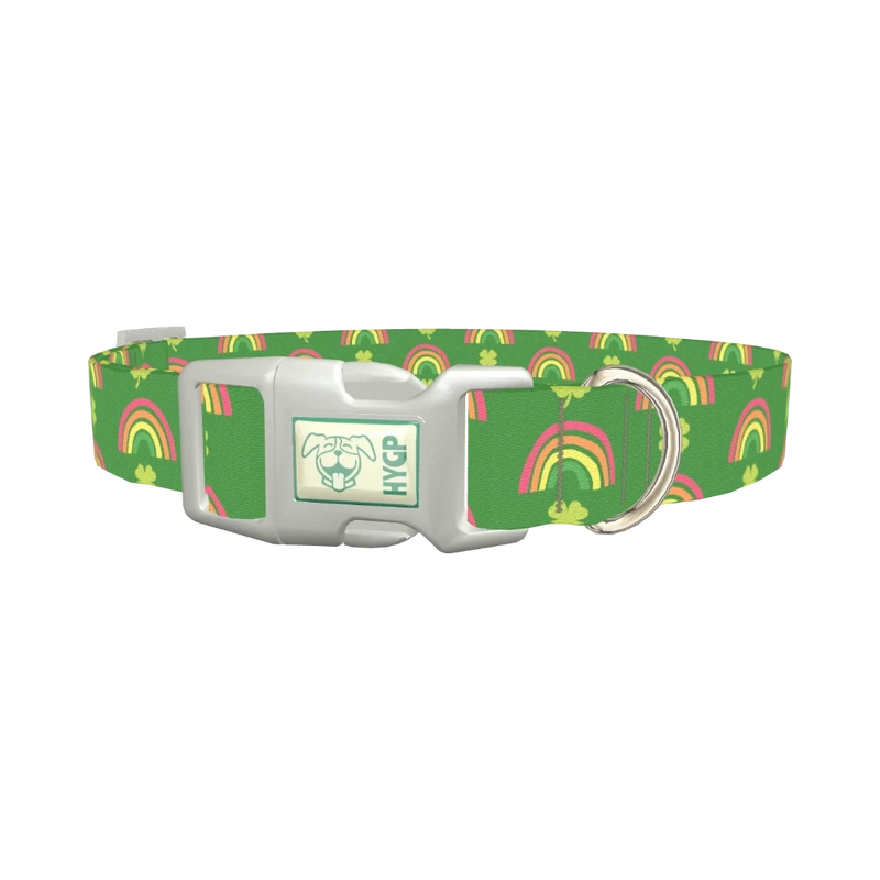 Shamrock Rainbow Dog Collar - plastic silver