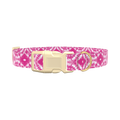 Pink Spiral Tie-Dye Dog Collar - plastic silver
