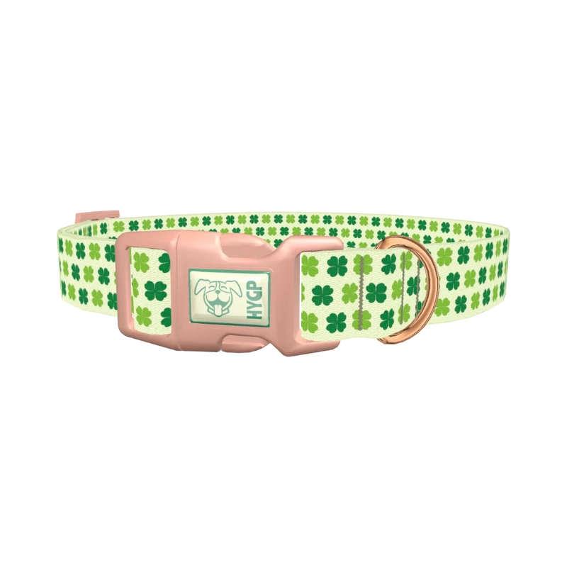 Four Leaf Clover Dog Collar - plastic rose gold