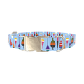 Fishing Bobber Pattern Dog Collar - metal gold