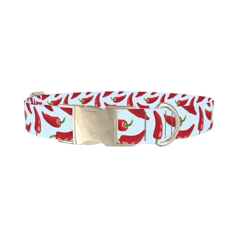Chili Pepper Dog Collar - metal silver