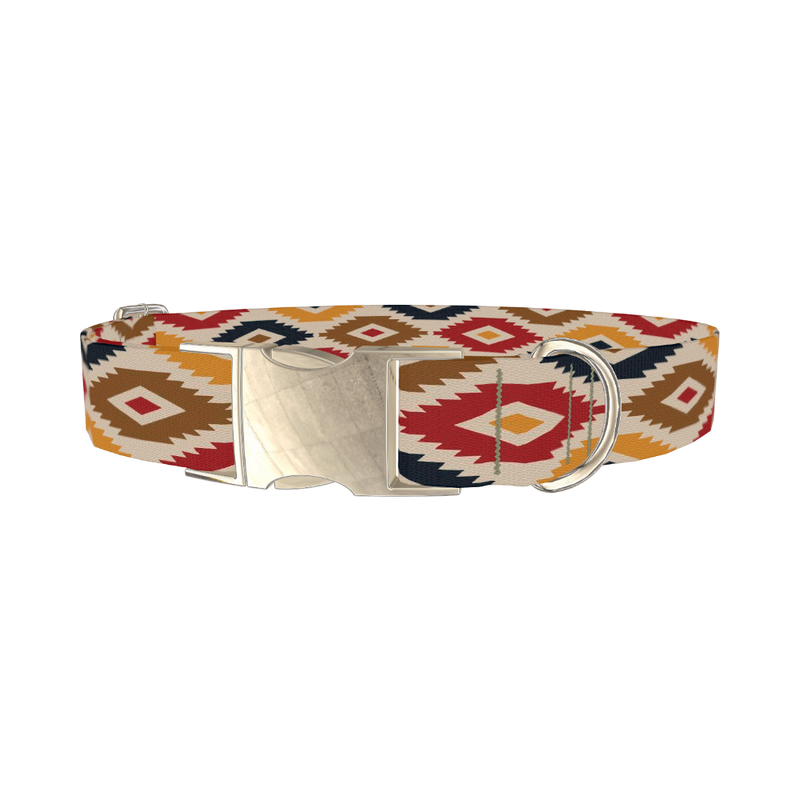 Tribal Rhombus Star Dog Collar - metal silver