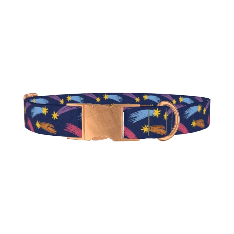 Shooting Stars Dog Collar - metal rose gold