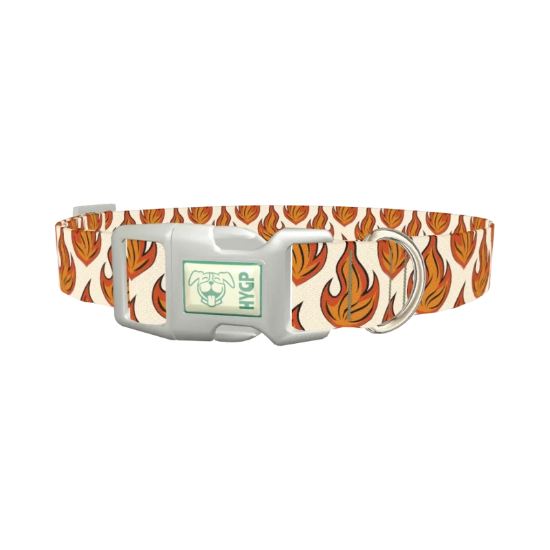 Blazing Flame Dog Collar - plastic silver