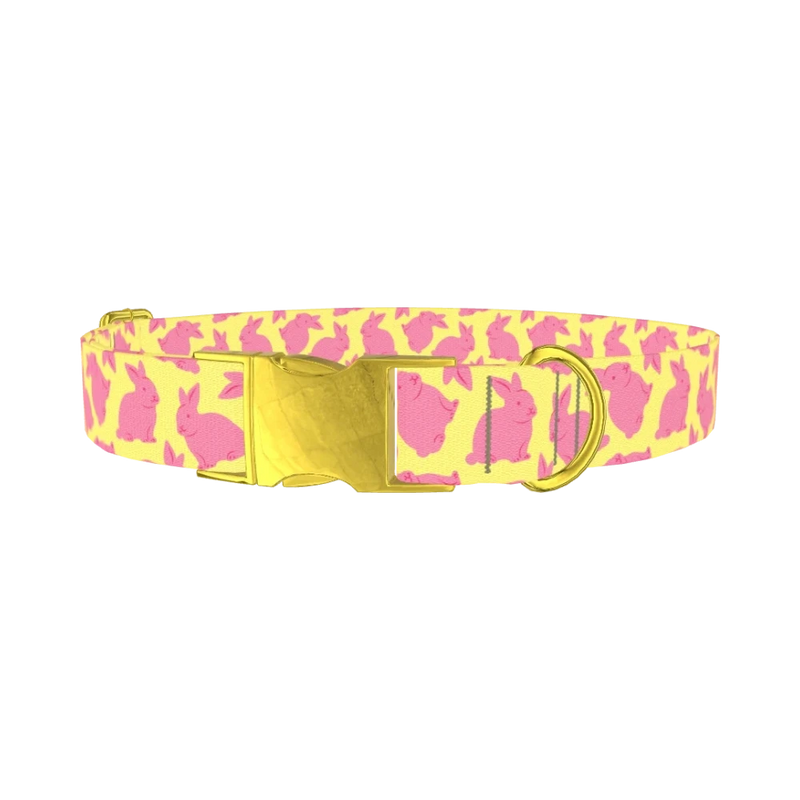 Yellow Bunny Dog Collar - metal gold
