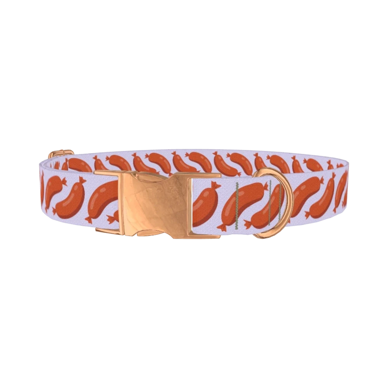 Playful Sausage Dog Collar - metal rose gold