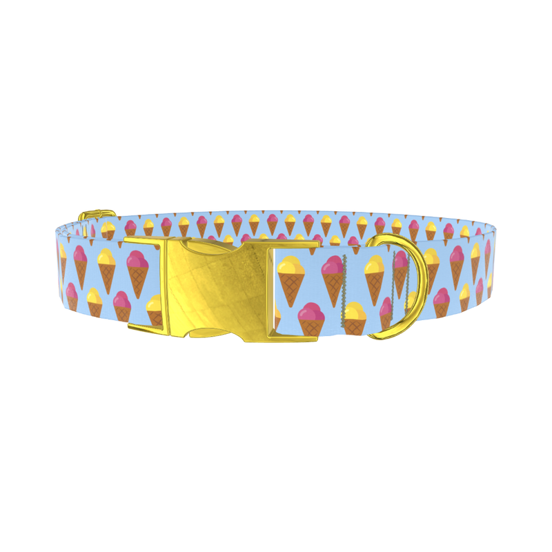 Colorful Ice Cream Cone Dog Collar - metal rose gold
