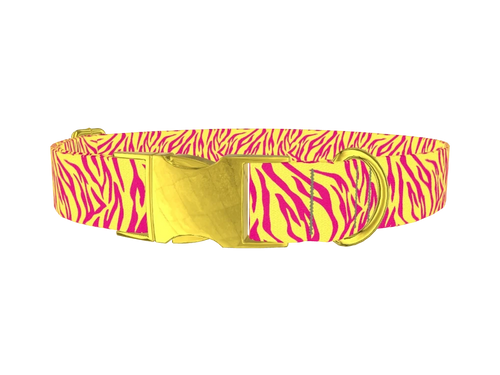Yellow Zebra Pattern Dog Collar