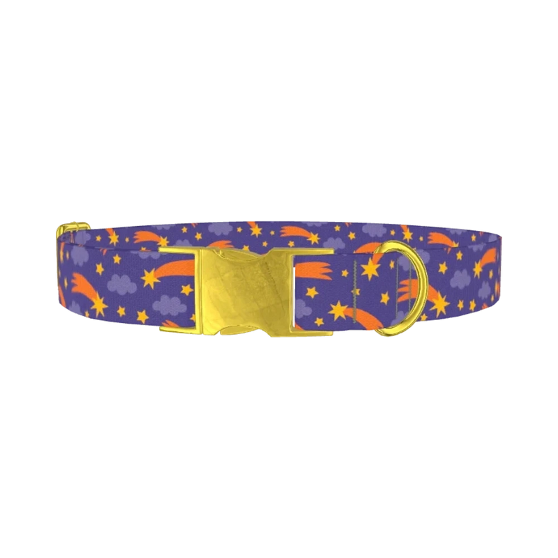 Space Comet Dog Collar - metal gold