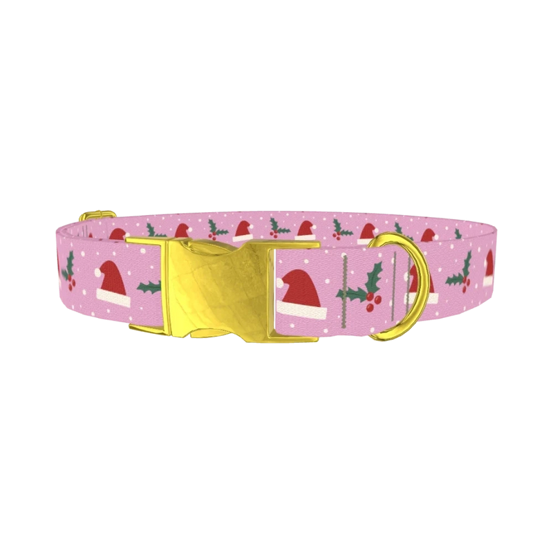 Christmas Santa Hat Dog Collar - metal gold