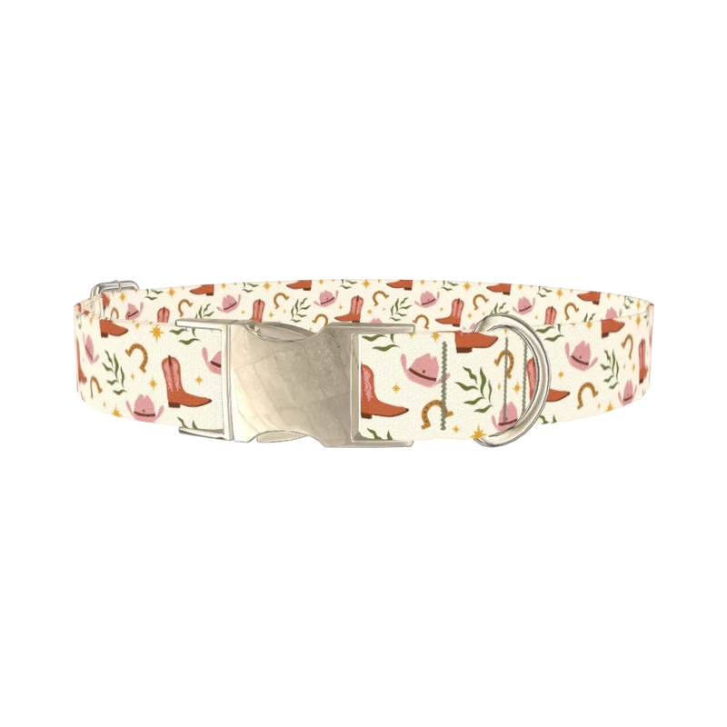 Western Hat Stars Dog Collar - metal silver