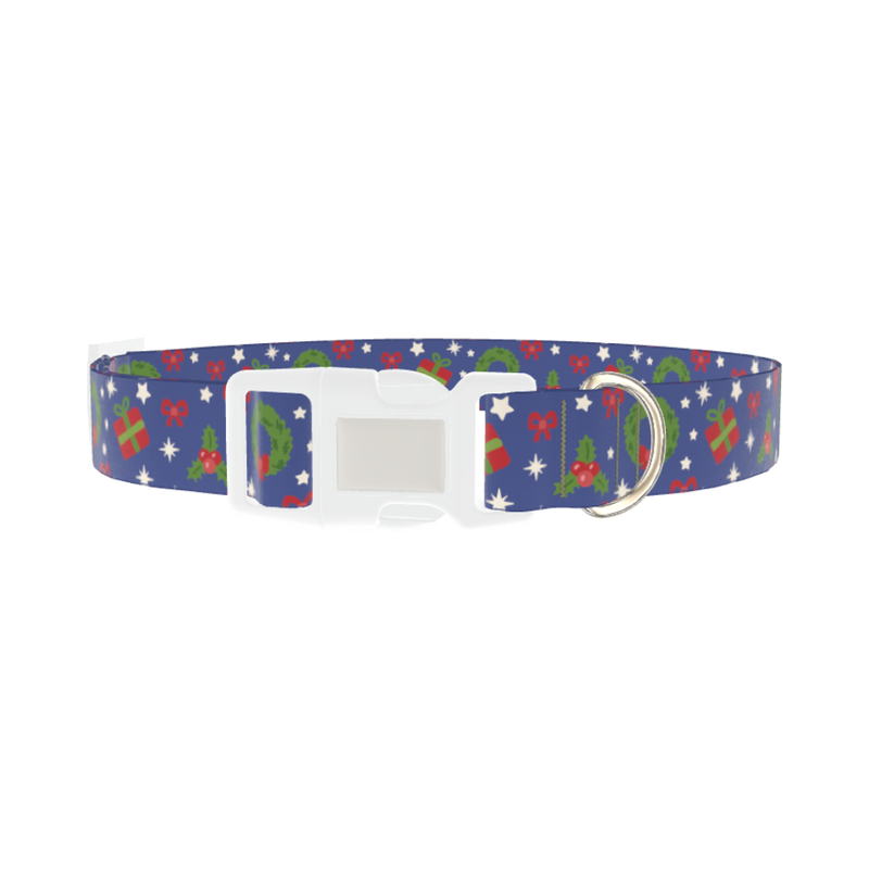Christmas Wreath Dog Collar - plastic silver