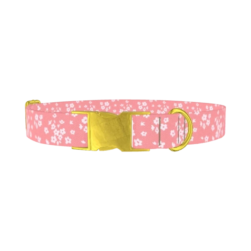 Floral Blossom Dog Collar - metal gold