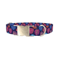 Colorful Monstera Dog Collar - metal silver