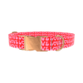 Pink Love Heart Dog Collar - metal rose gold