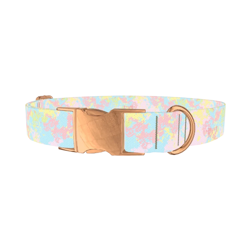 Abstract Pastel Dog Collar - metal rose gold