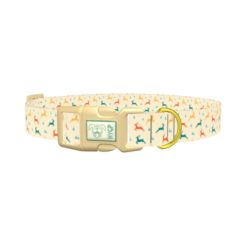 Colorful Reindeer Dog Collar - plastic gold