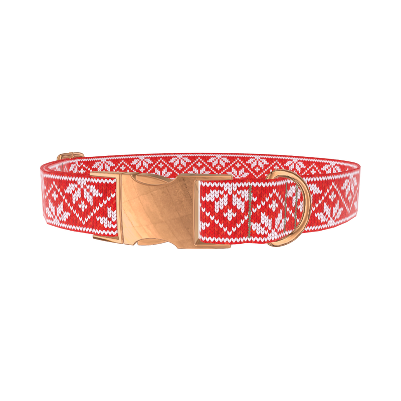 Christmas Knitted Star Dog Collar - metal rose gold