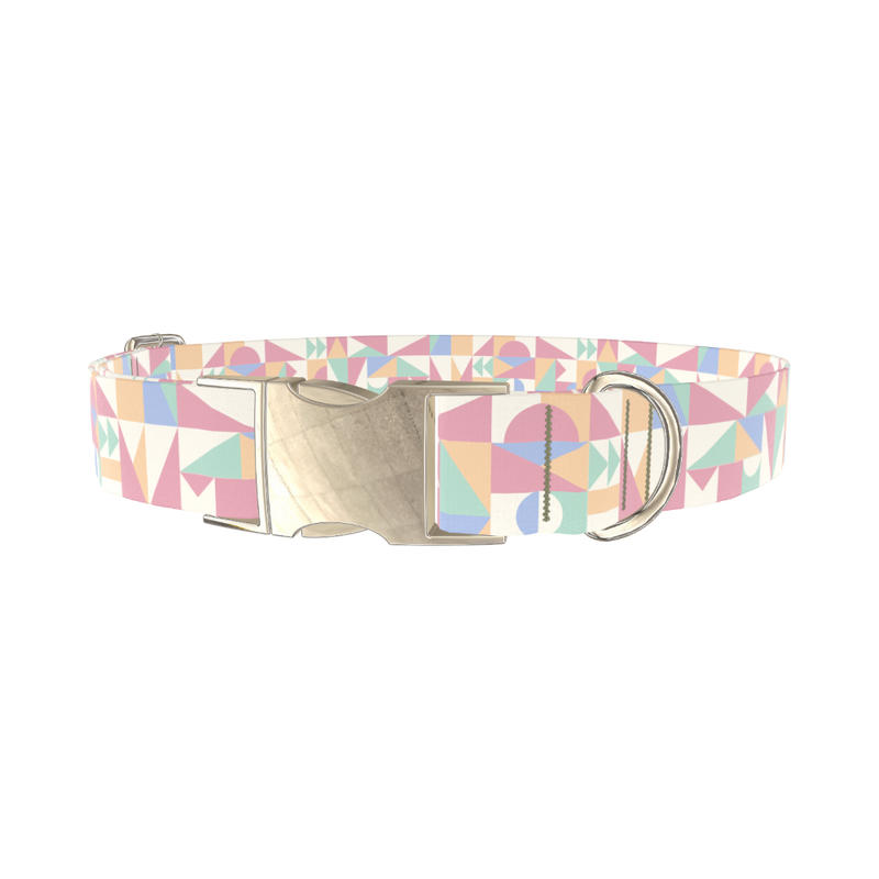Geometric Pastel Dog Collar - metal silver