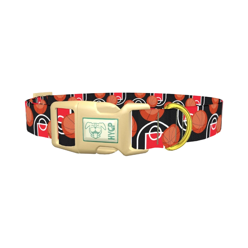 Basketball Court Dog Collar - plastic gold