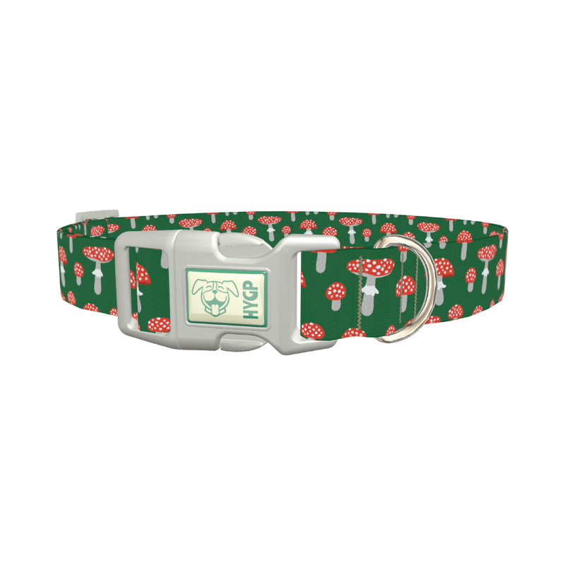Mushroom Pattern Dog Collar - plastic silver