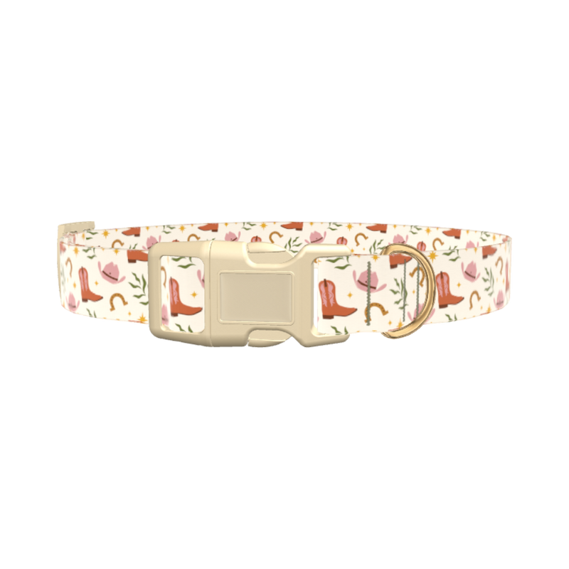 Western Hat Stars Dog Collar - plastic rose gold
