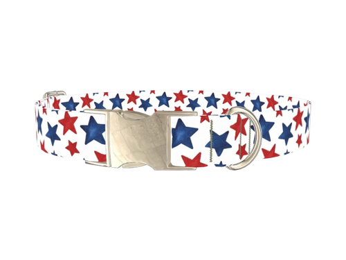 Red Blue Star Pattern Dog Collar