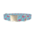 Flamingo Print Dog Collar - metal silver