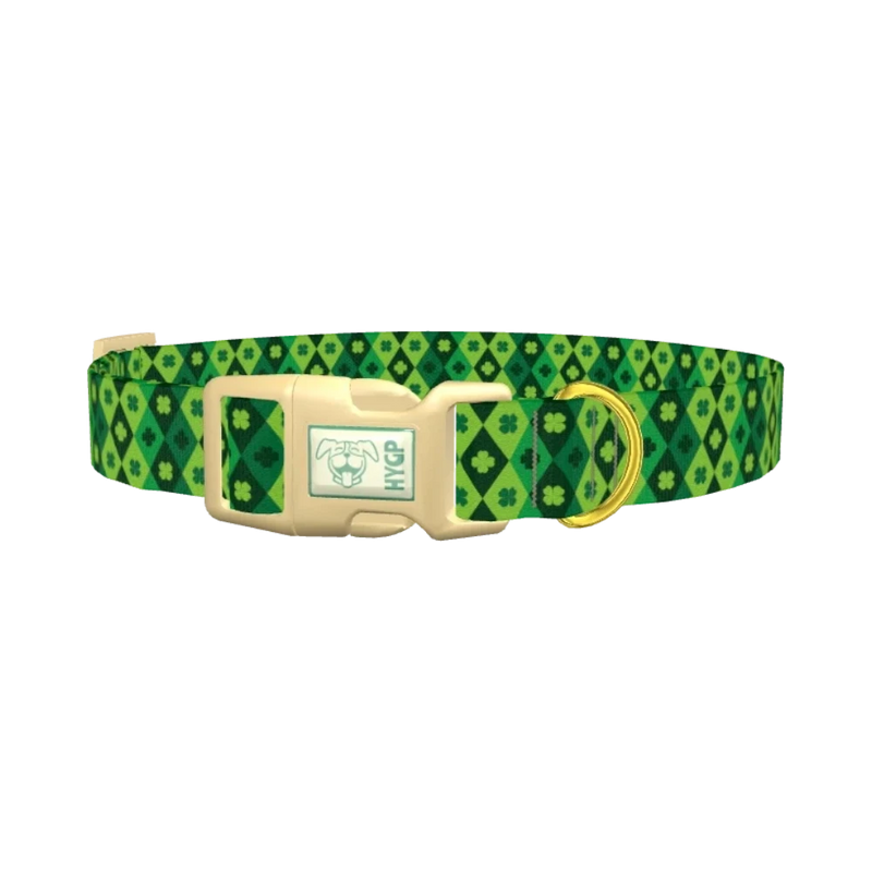 Diamond Clover Pattern Dog Collar - plastic gold