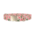 Pink Tulip Blossom Dog Collar - metal silver