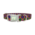 Festive Blue Plaid Dog Collar - plastic silver