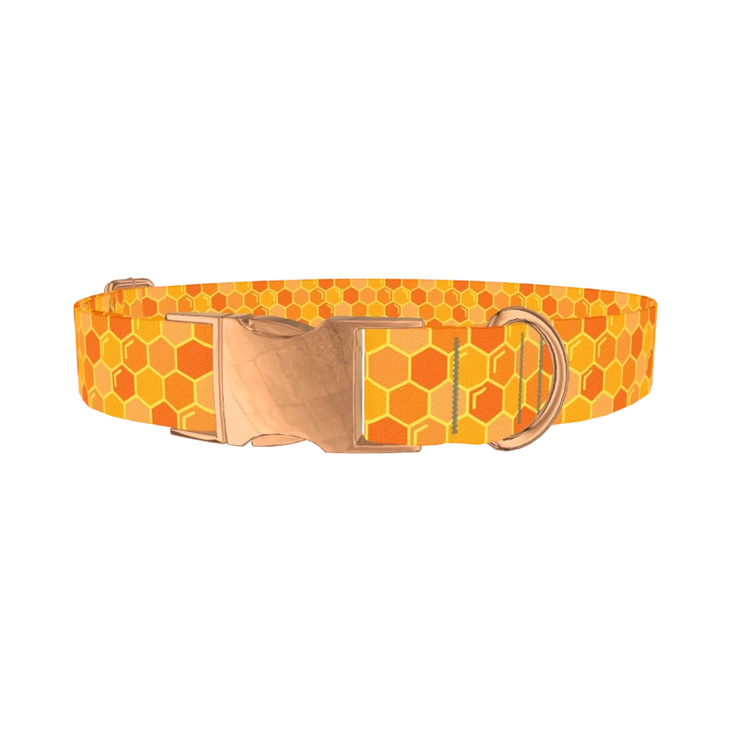 Geometric Honeycomb Dog Collar - metal rose gold