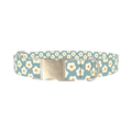 Grey Daisy Pattern Dog Collar - metal silver