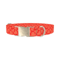Red Sketch Heart Dog Collar - metal silver