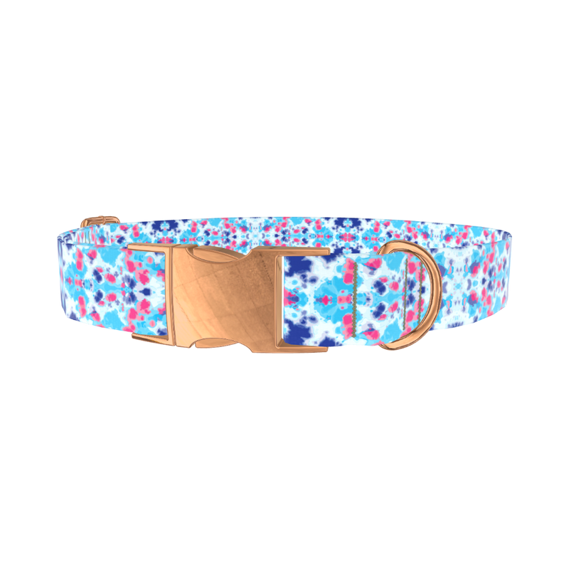 Color Splash Tie-Dye Dog Collar - metal silver