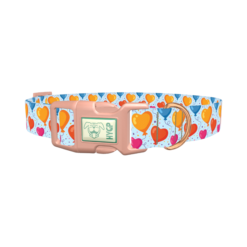Valentine Heart Balloon Dog Collar - plastic rose gold