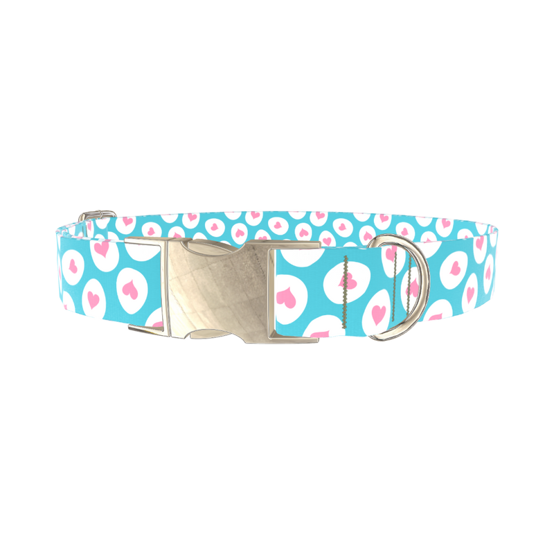 Easter Egg Heart Dog Collar - metal silver