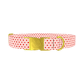 Red Polka Dot Dog Collar - metal gold
