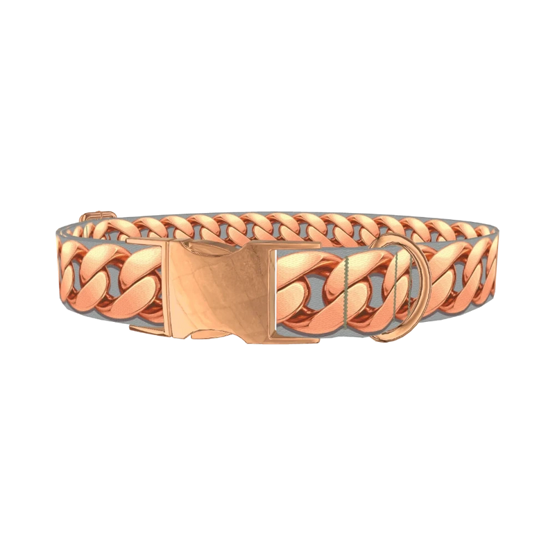 Rose Gold Link Dog Collar - metal rose gold