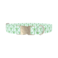 Green Bow Pattern Dog Collar - metal silver
