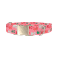 Christmas Ho Ho Pink Dog Collar - metal silver