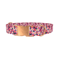 Pink Daisy Floral Dog Collar - metal rose gold